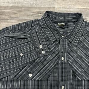 Blackhawk Gray Black Mens Medium Button Up Long Sleeve Stripes Techwear Shirt‎